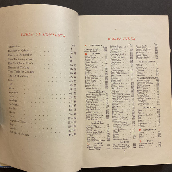 A Calendar of Dinners with 615 Recipes and The Story of Crisco 1920 Book