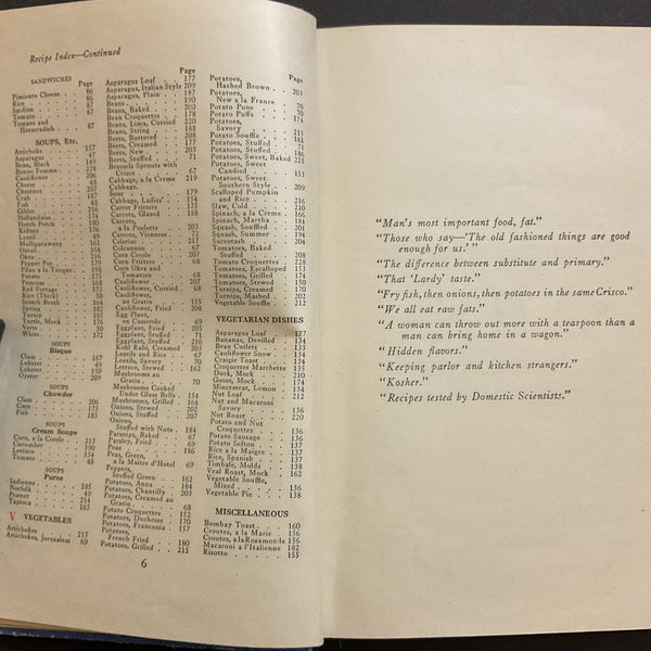 A Calendar of Dinners with 615 Recipes and The Story of Crisco 1920 Book