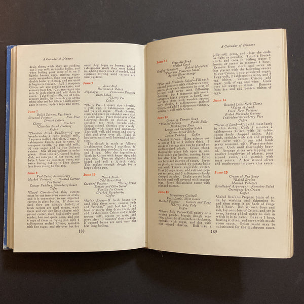 A Calendar of Dinners with 615 Recipes and The Story of Crisco 1920 Book