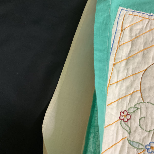 Vintage 1930s Hand Embroidered Pillow Cover Beautiful Lady 19x19