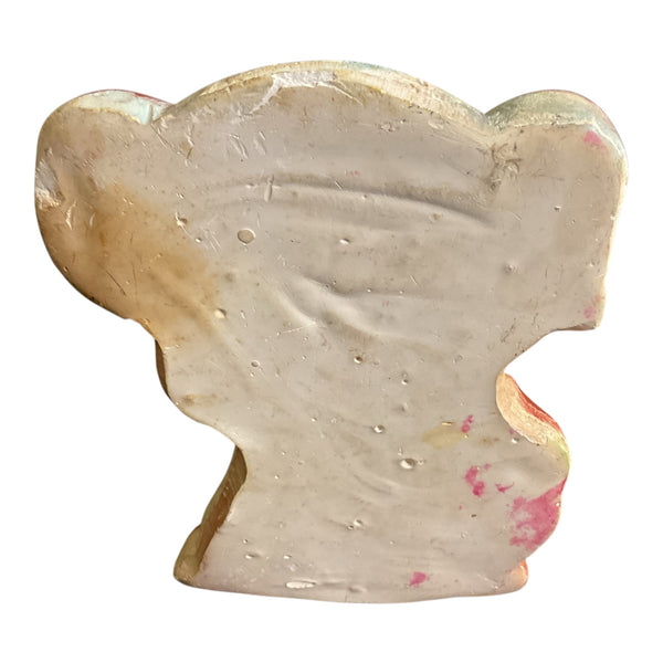 Vintage Chalkware Puppy Floppy Ears Dog Green Bow Glitter Accents