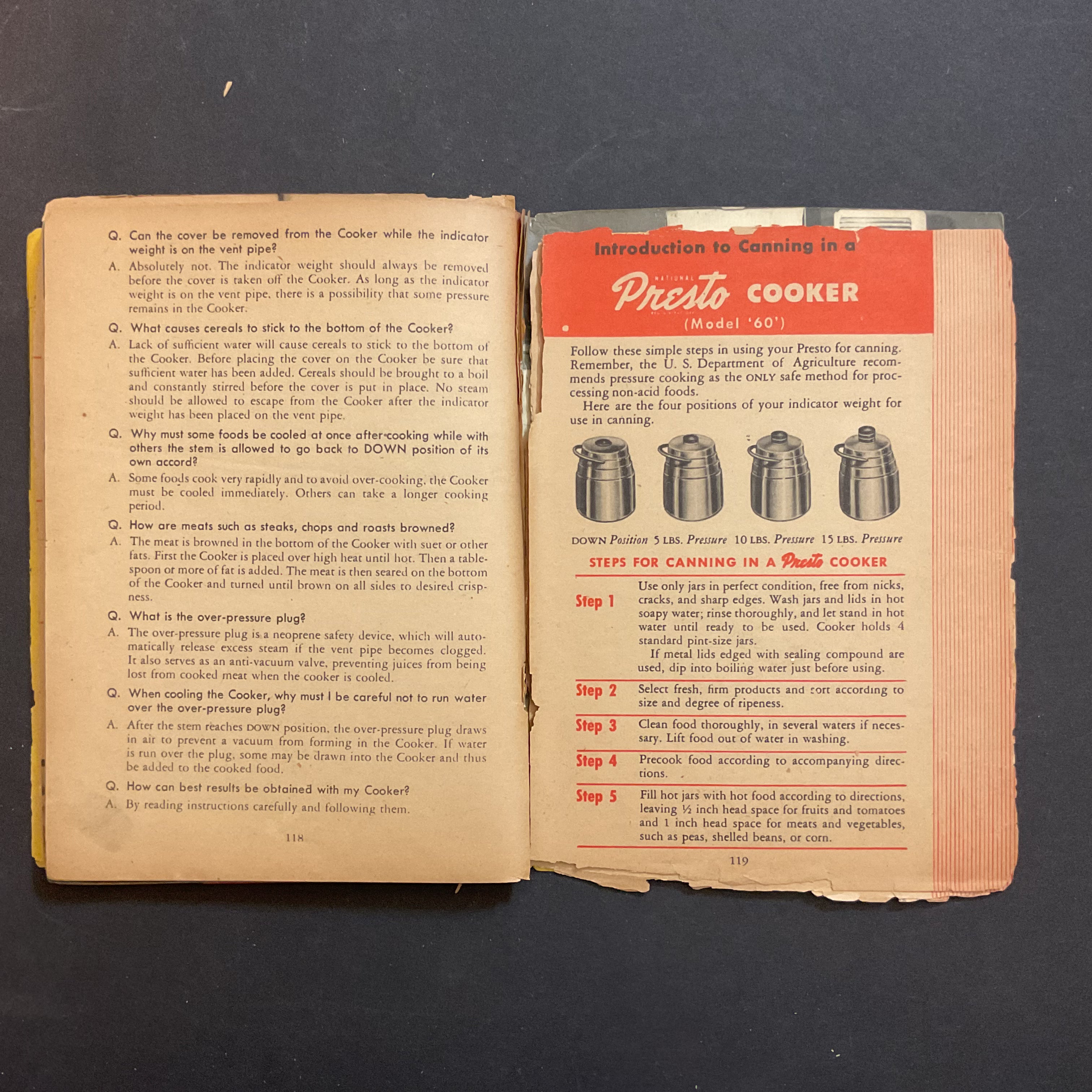 Vintage 1946 Cookbook Presto Pressure Cooker Recipe Book