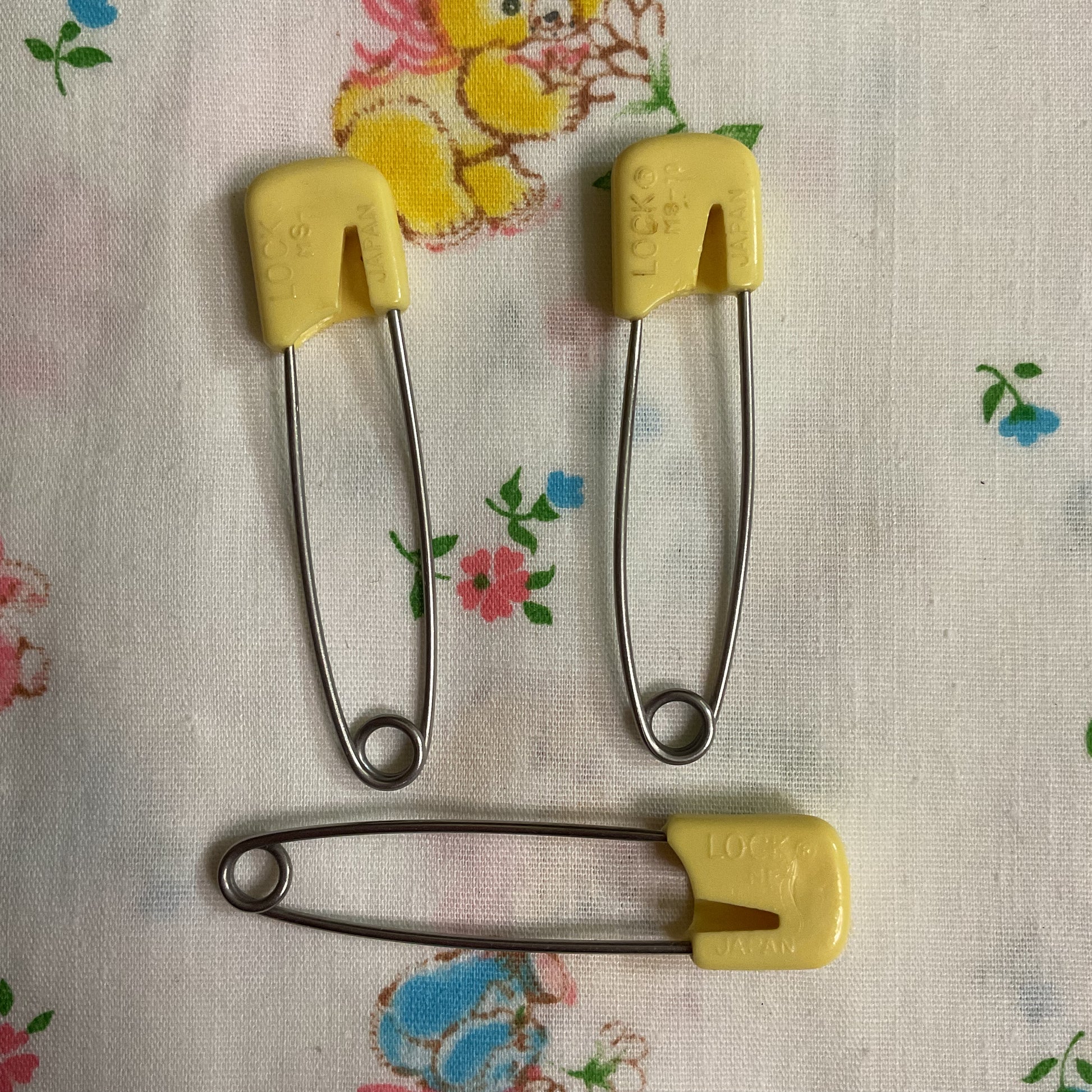 3 Vintage Baby Diaper Pins Yellow Japan - Avid Vintage