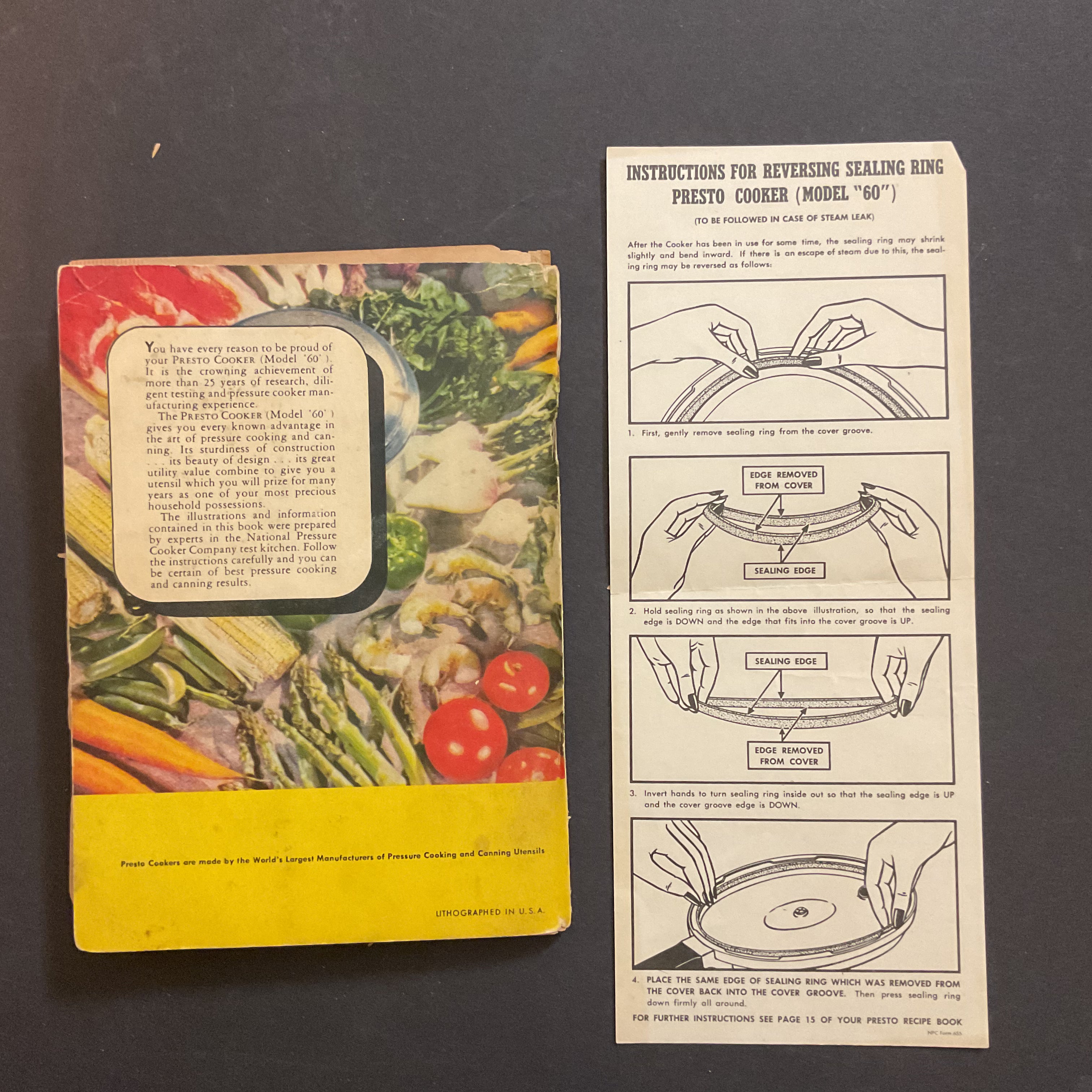 Vintage 1946 Cookbook Presto Pressure Cooker Recipe Book