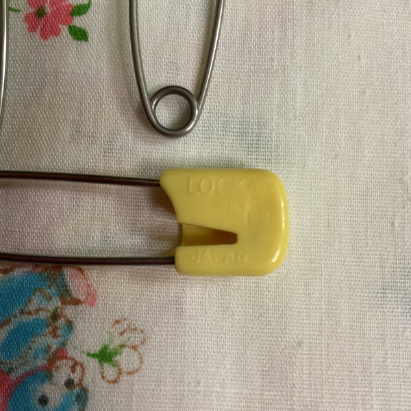 3 Vintage Baby Diaper Pins Yellow Japan