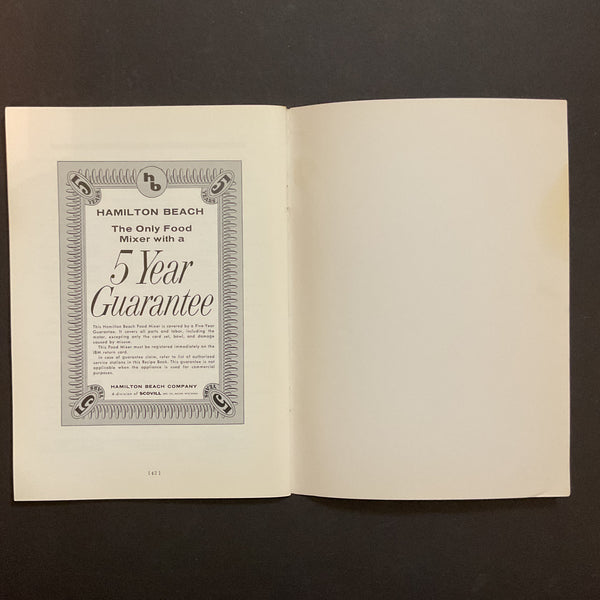 Hamilton Beach Model K Food Mixer Instructions and Recipe Book