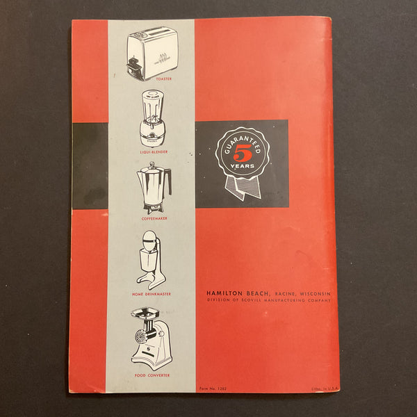 Hamilton Beach Model K Food Mixer Instructions and Recipe Book