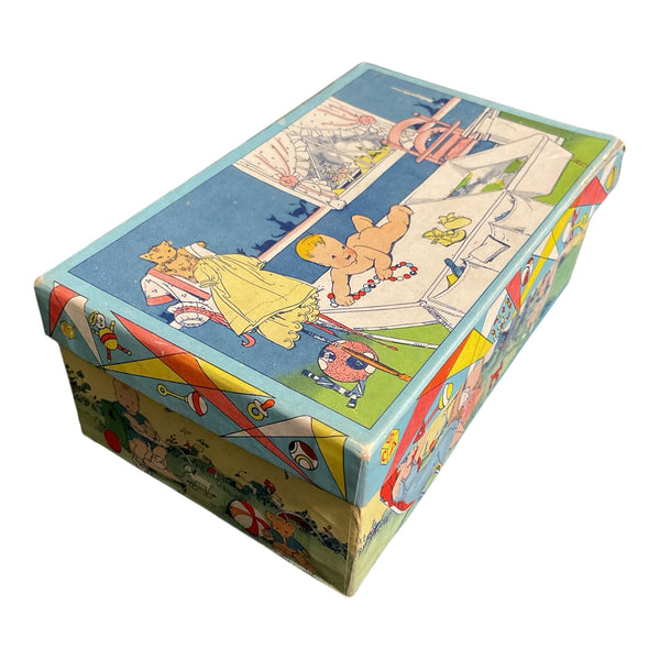 Vintage 1931 Baby Shoe Box J.C. Penney Nursery Scene