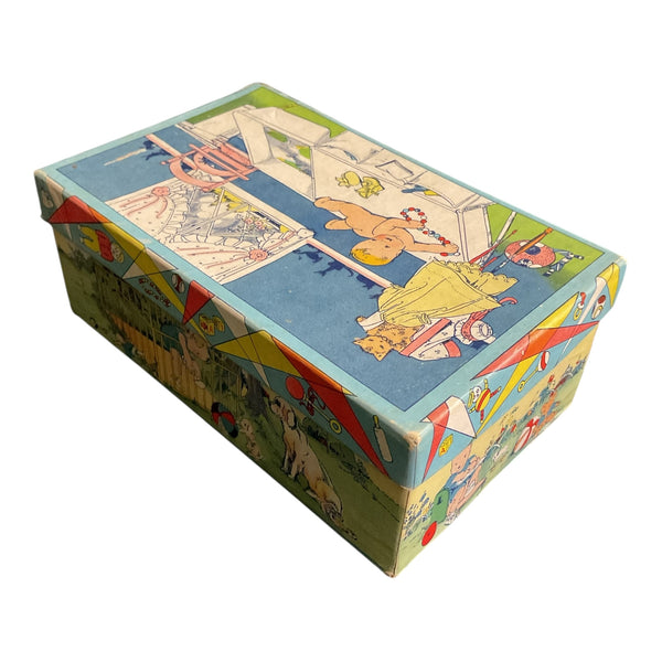 Vintage 1931 Baby Shoe Box J.C. Penney Nursery Scene