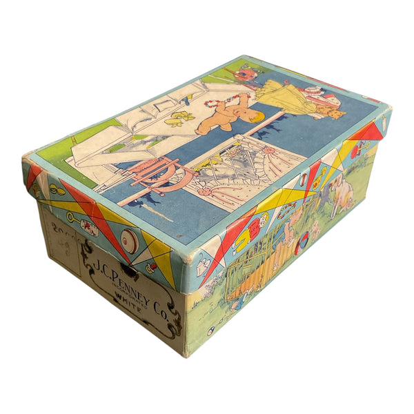 Vintage 1931 Baby Shoe Box J.C. Penney Nursery Scene