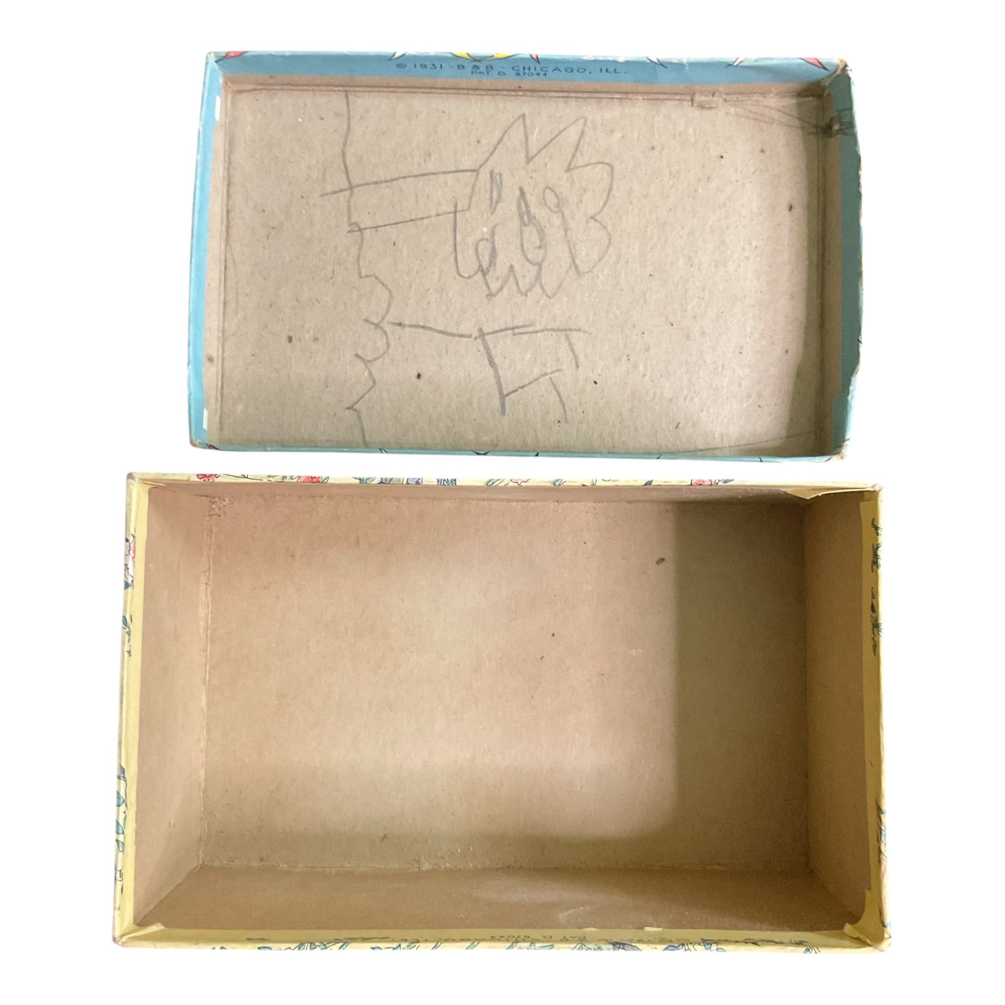 Vintage 1931 Baby Shoe Box J.C. Penney Nursery Scene
