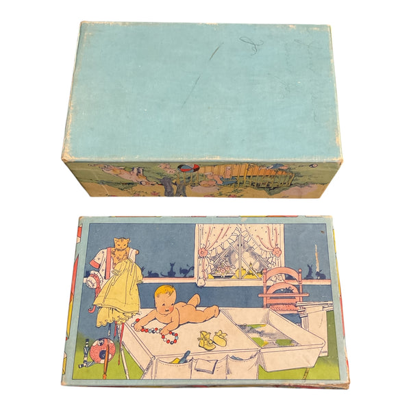 Vintage 1931 Baby Shoe Box J.C. Penney Nursery Scene