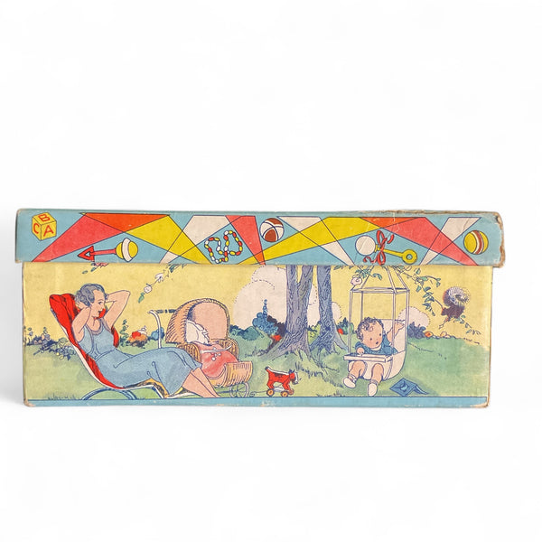 Vintage 1931 Baby Shoe Box J.C. Penney Nursery Scene