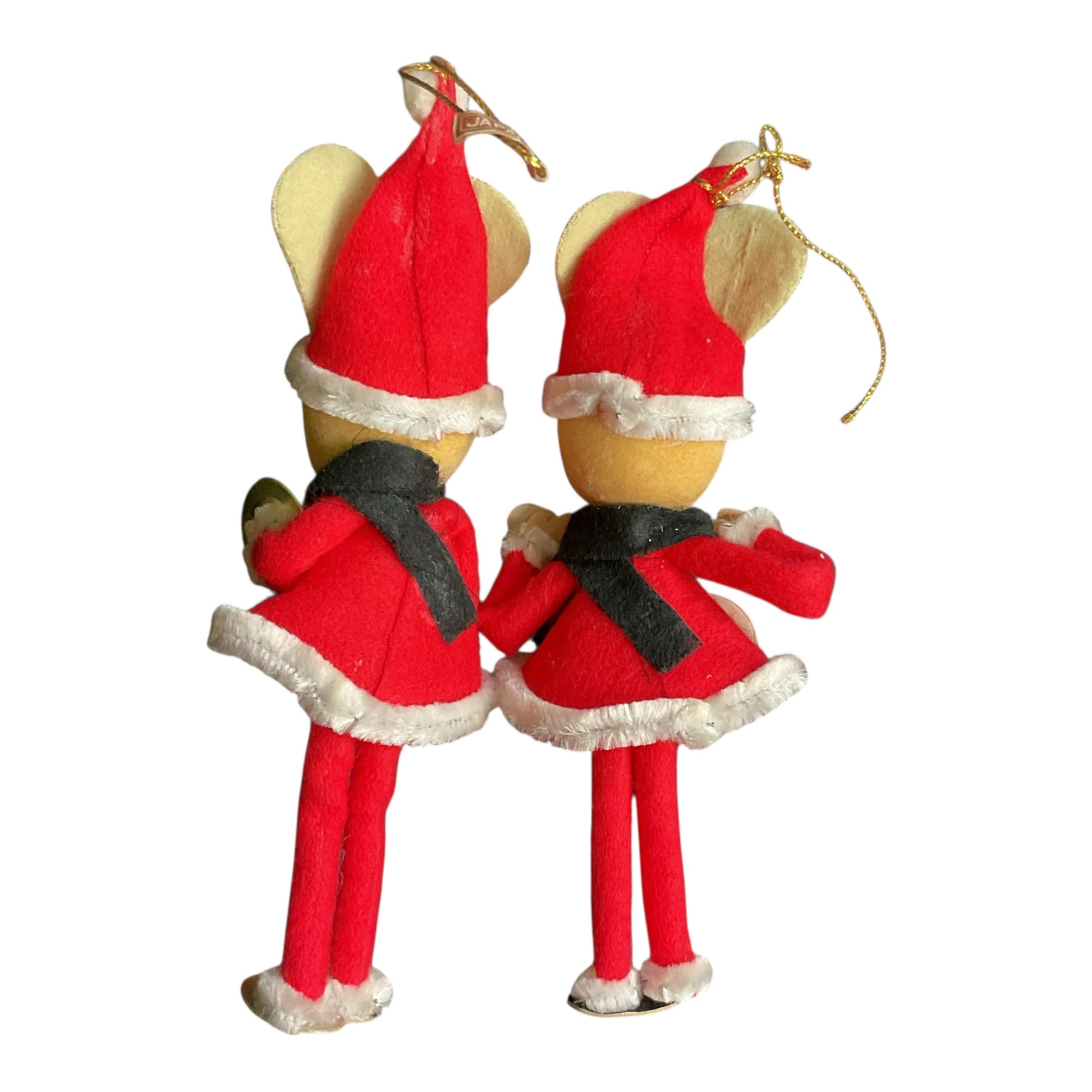 2 Vintage Japan Elf Christmas Ornaments Guitar and Cymbals - Avid Vintage