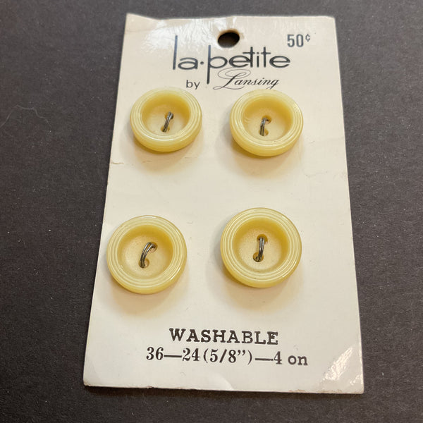 Vintage La Petite 5/8 Beige 2 Hole Buttons 4 on Button Card