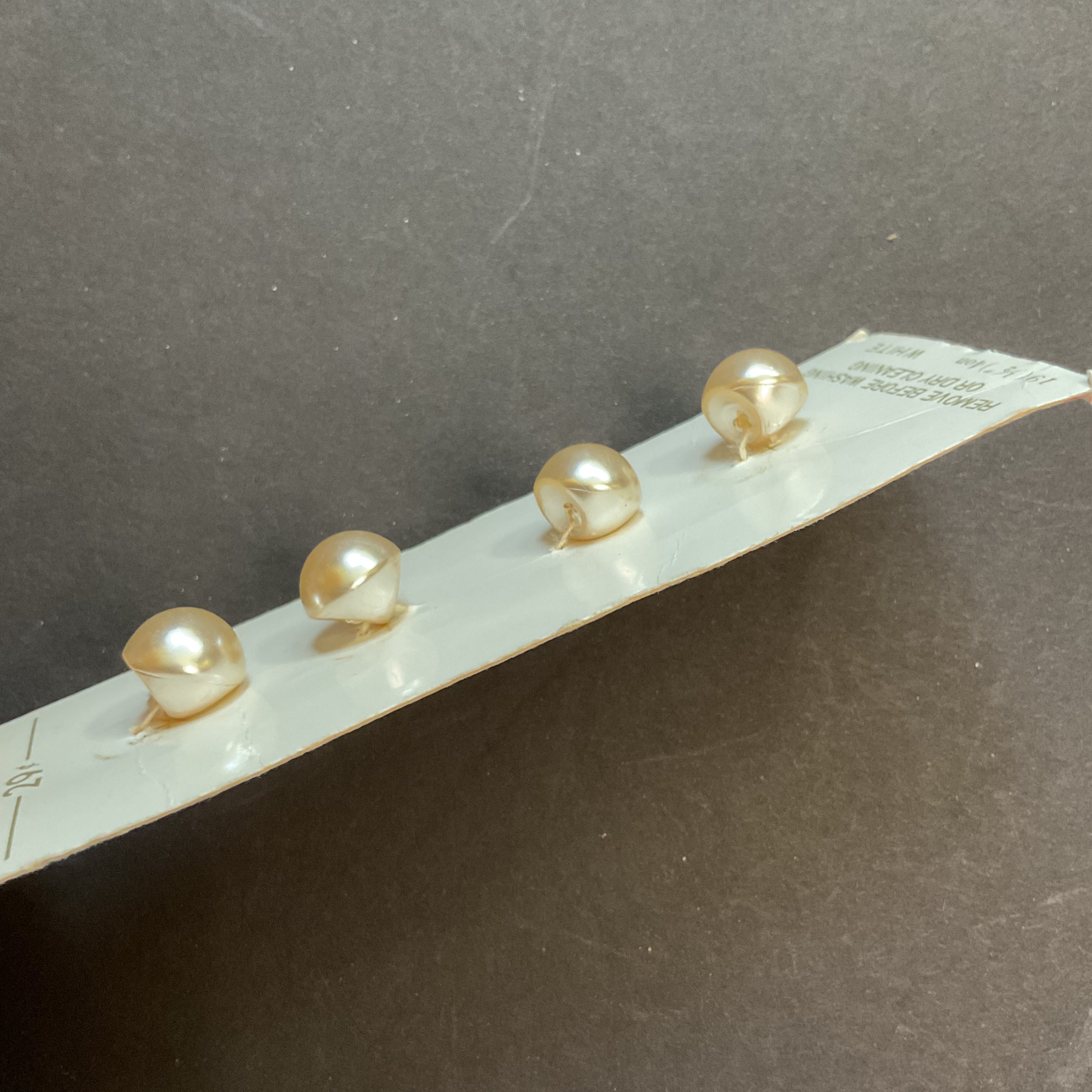 Vintage 194 Le Chic 1/2 Faux Pearl Plastic Shank Buttons 4 on Button Card