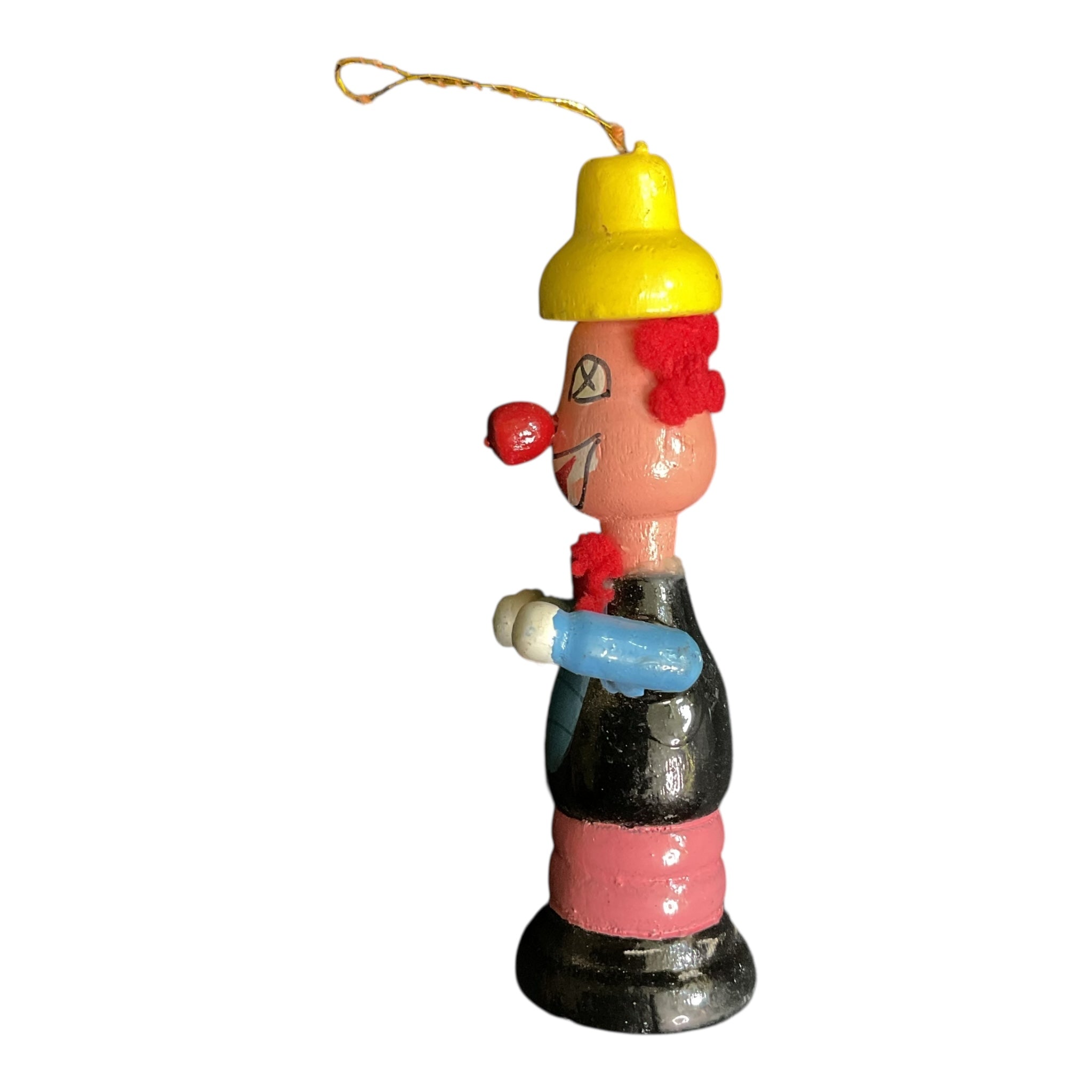 Vintage Wooden Clown Christmas Ornament Nueman 1979