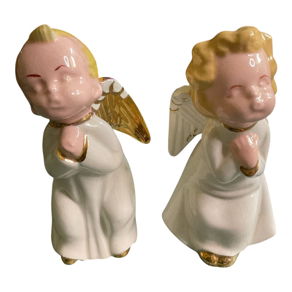 Vintage Kissing Angels Ceramic Christmas Figurines