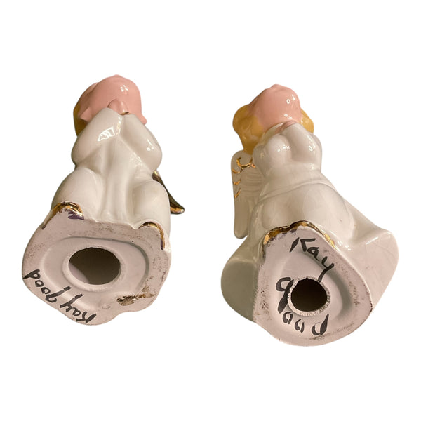 Vintage Kissing Angels Ceramic Christmas Figurines