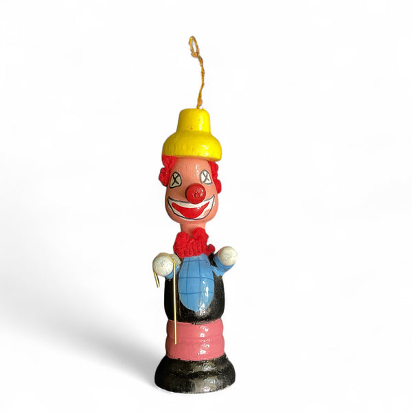 Vintage Wooden Clown Christmas Ornament Nueman 1979