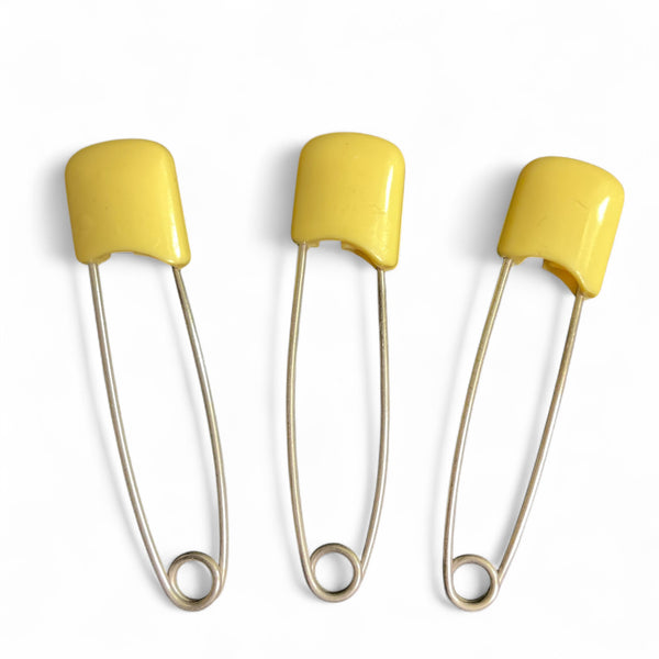 3 Vintage Baby Diaper Pins Yellow Japan