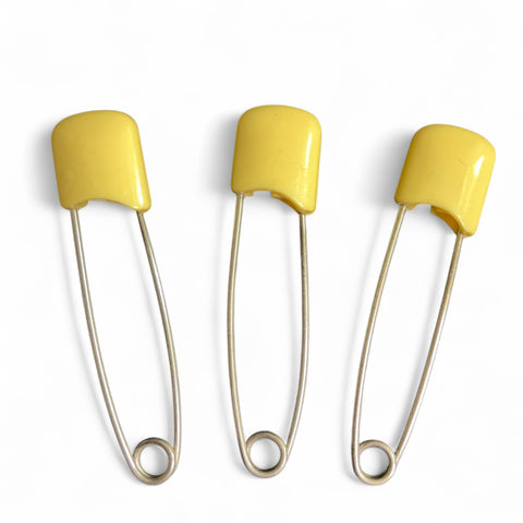 3 Vintage Baby Diaper Pins Yellow Japan