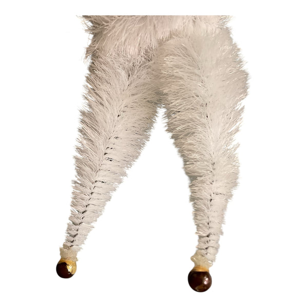 Vintage Elf Pipe Cleaner Christmas Ornament White and Red