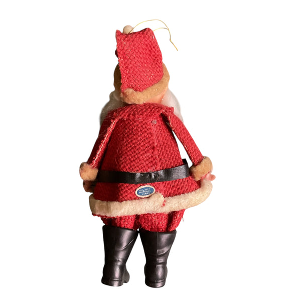 Vintage Santa Claus Christmas Ornament White and Red Burlap Japan