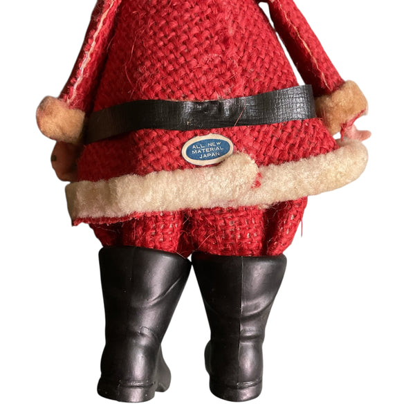 Vintage Santa Claus Christmas Ornament White and Red Burlap Japan