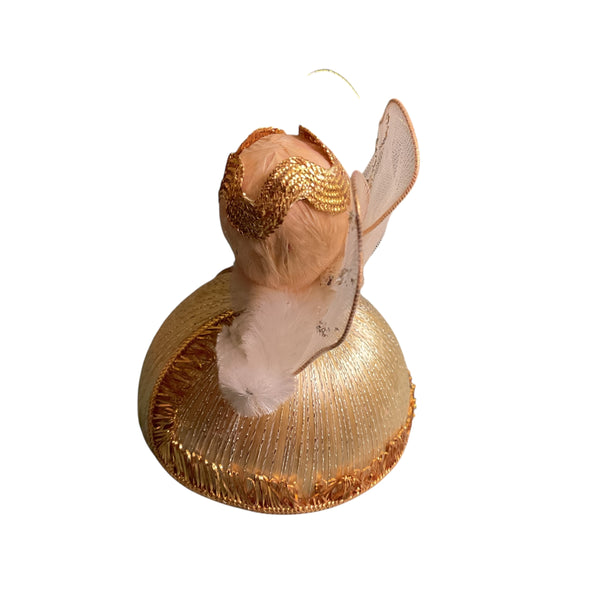 Vintage Christmas Angel Ornament Spun Silk Gold Dress