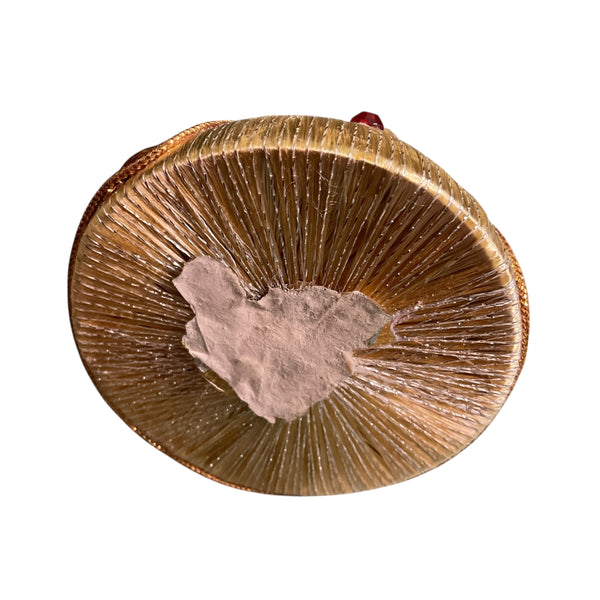 Vintage Christmas Angel Ornament Spun Silk Gold Dress