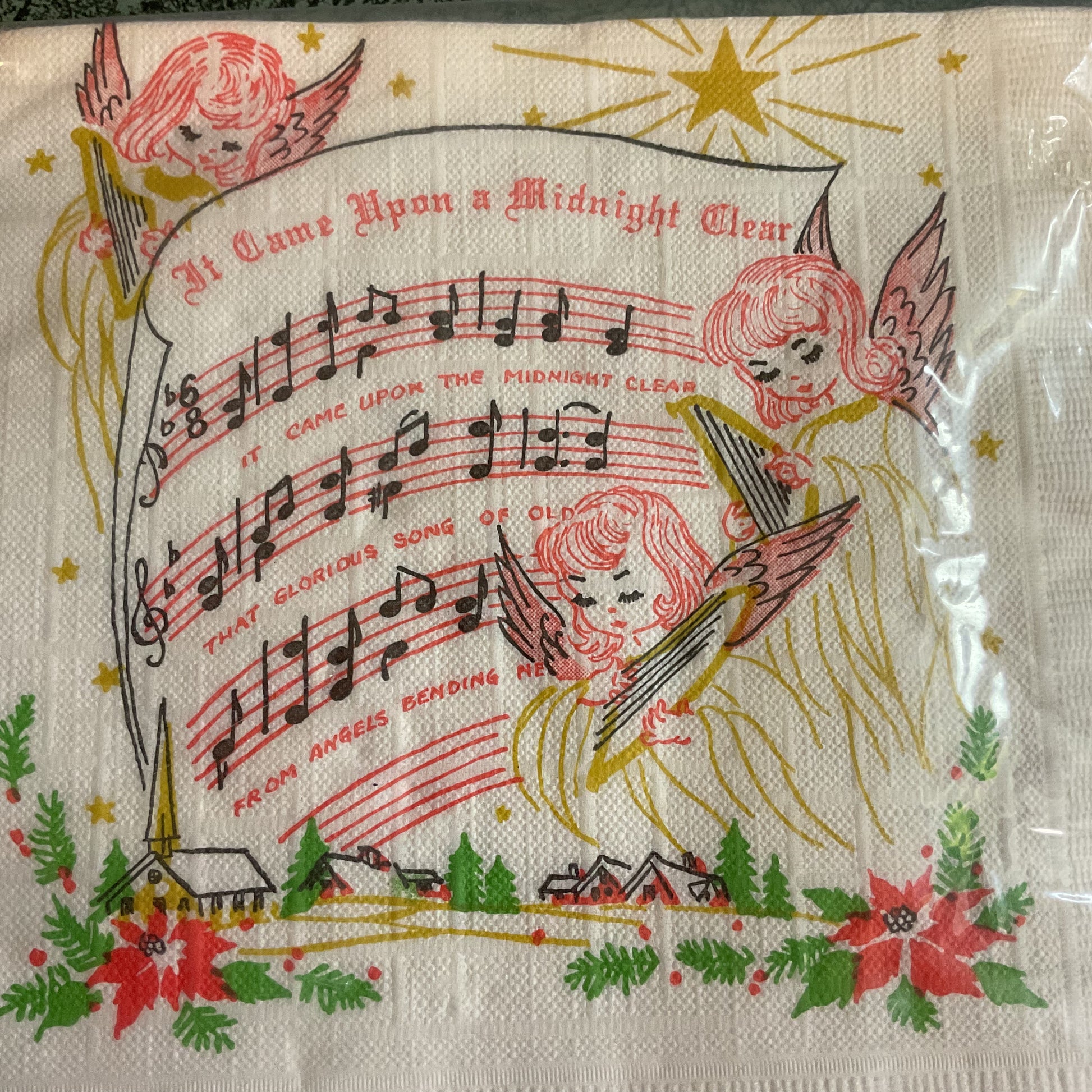 Vintage Songs of Christmas 24 Napkins Angels Manger Scene - Avid Vintage