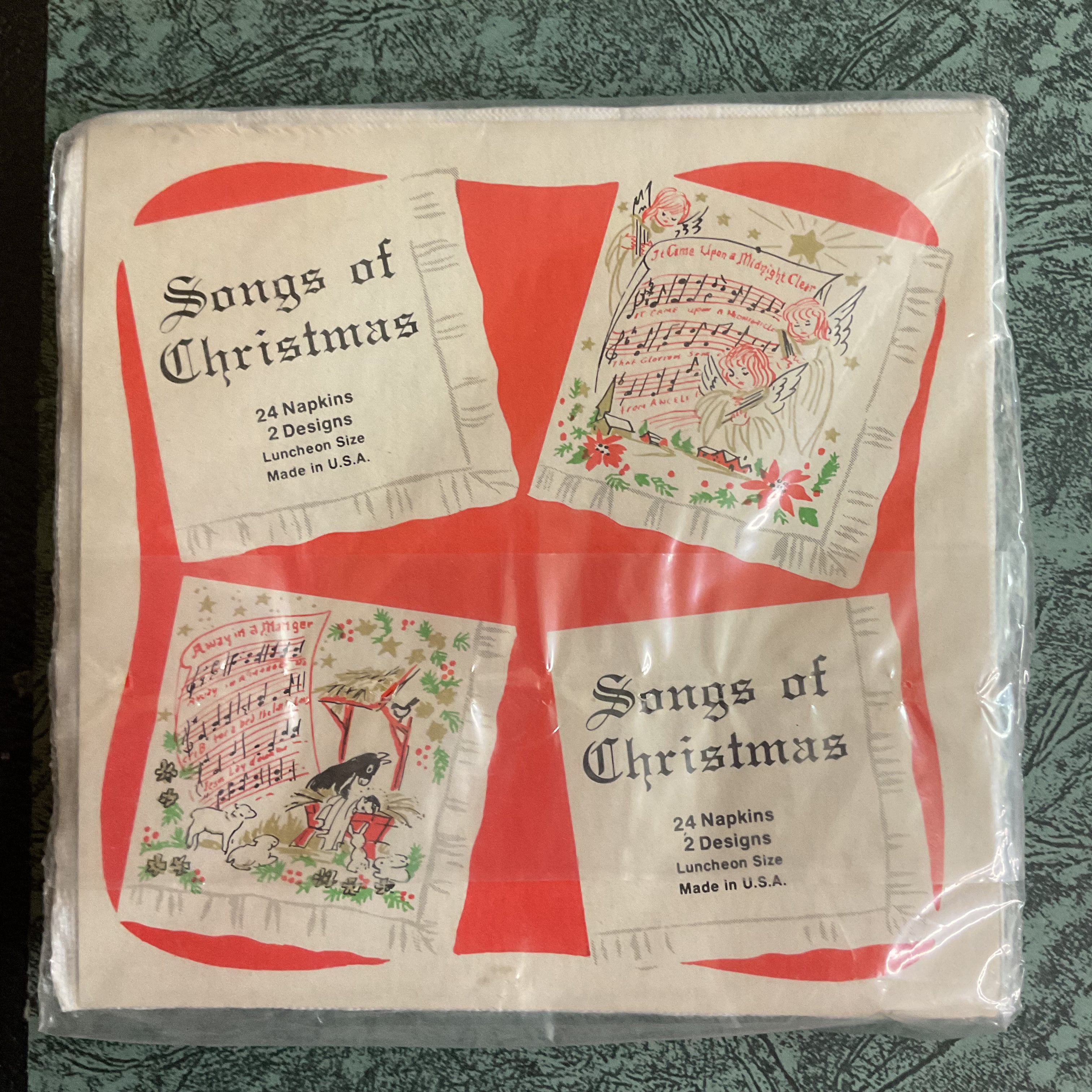 Vintage Songs of Christmas 24 Napkins Angels Manger Scene - Avid Vintage