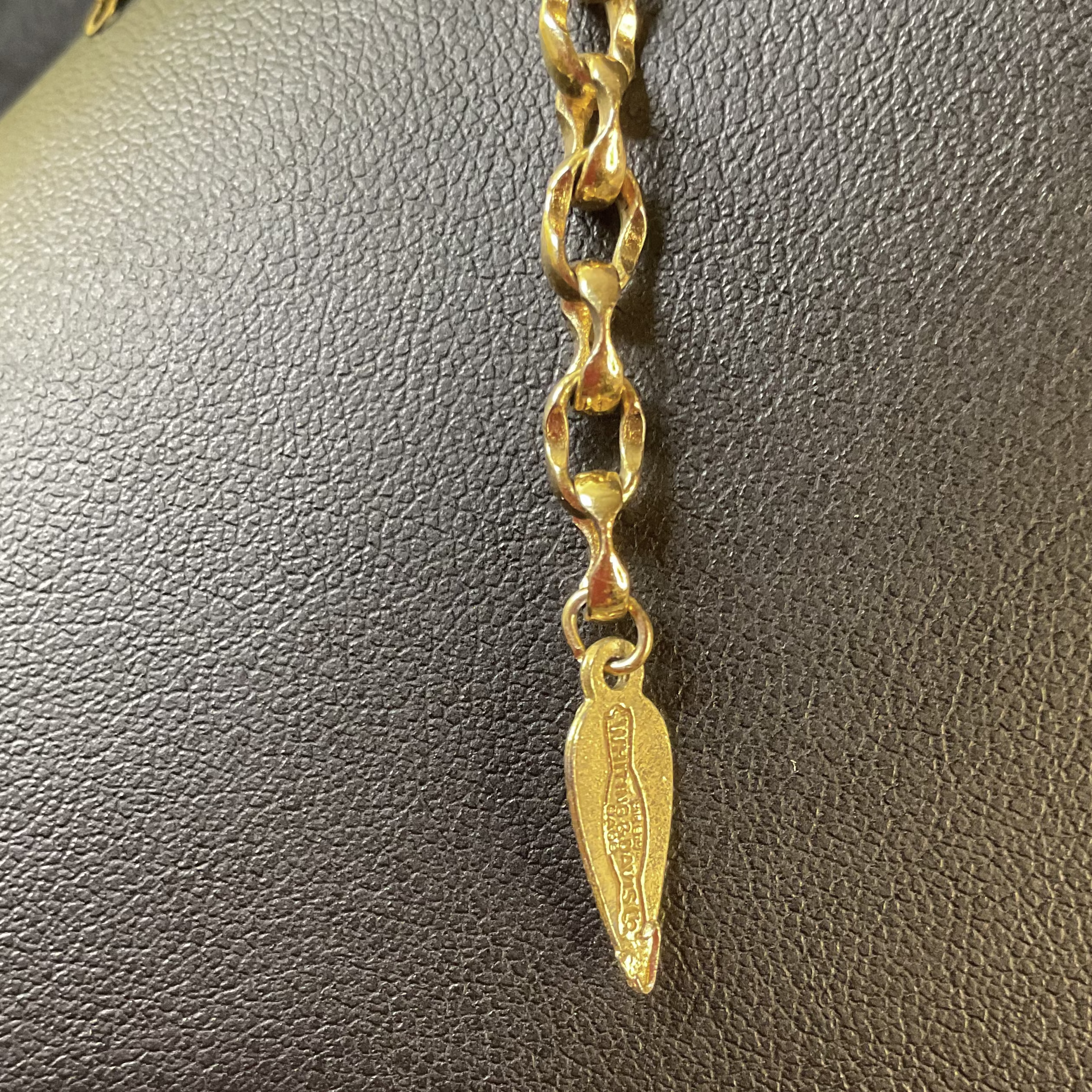 Vintage Whiting and Davis Gold Tone Mesh Bib Necklace 1970s