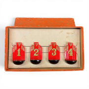 Vintage Bridge Card Table Number Markers 1930s Art Deco Red Celluloid Gold Glitter - Avid Vintage