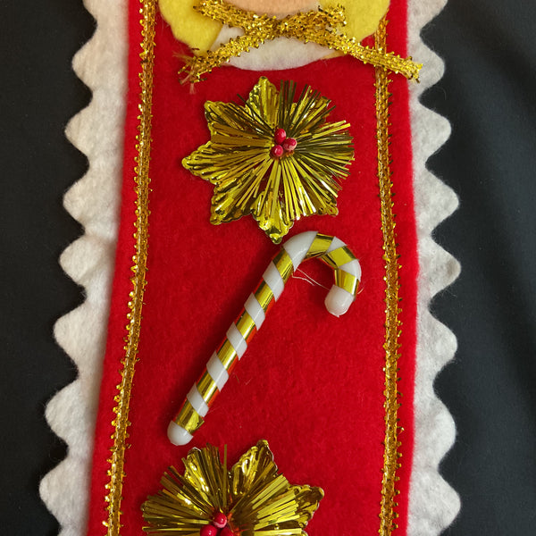 Vintage Christmas Angel Felt and Tinsel Wall or Door Hanging