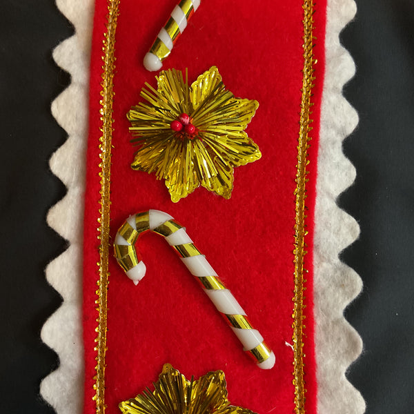 Vintage Christmas Angel Felt and Tinsel Wall or Door Hanging