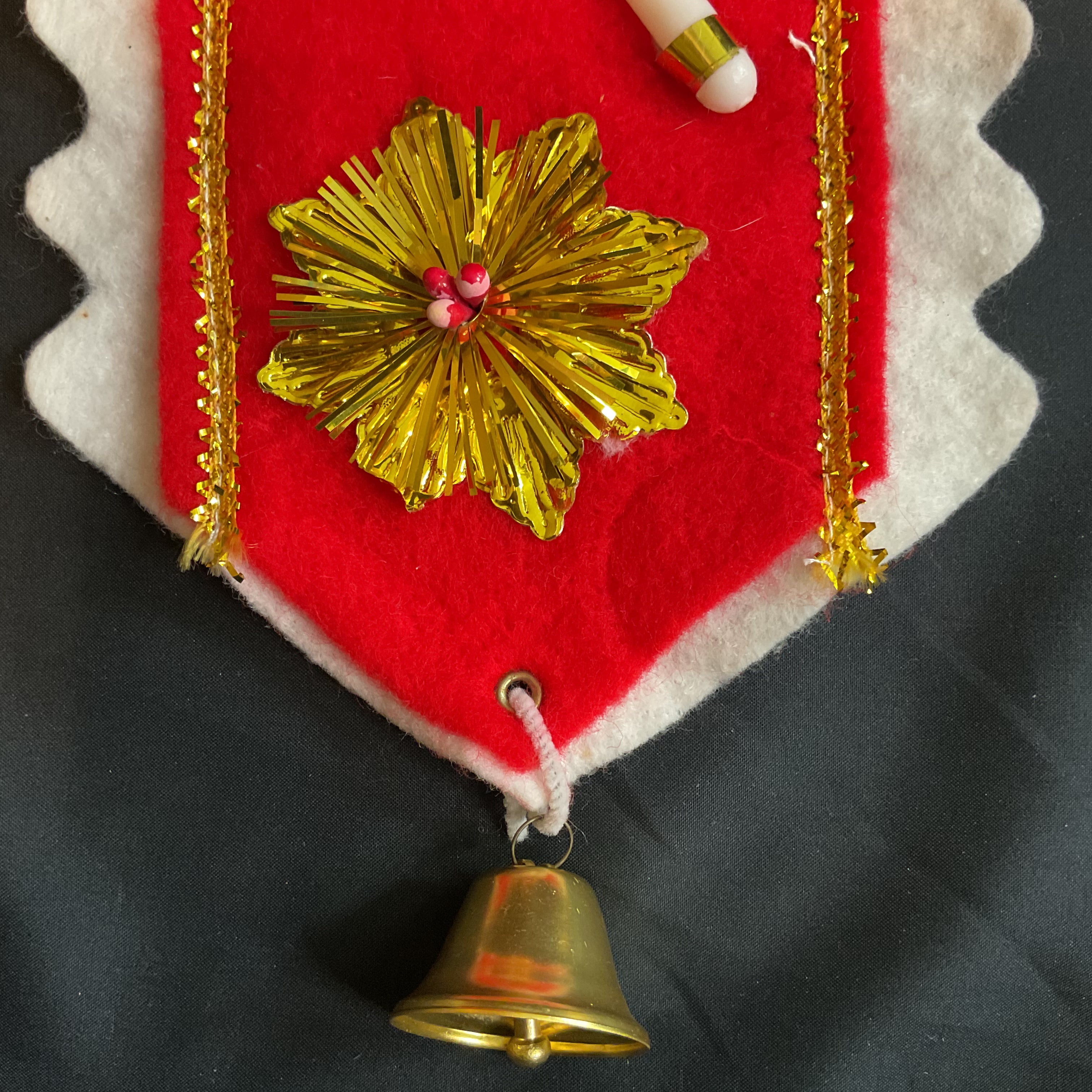 Vintage Christmas Angel Felt and Tinsel Wall or Door Hanging
