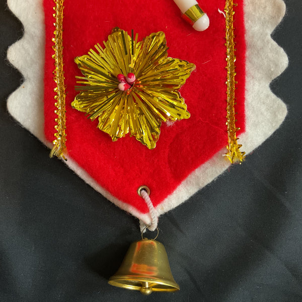 Vintage Christmas Angel Felt and Tinsel Wall or Door Hanging