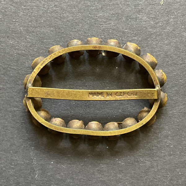 Vintage Czech Rhinestone and Faux Pearl Buckle or Scarf Slide