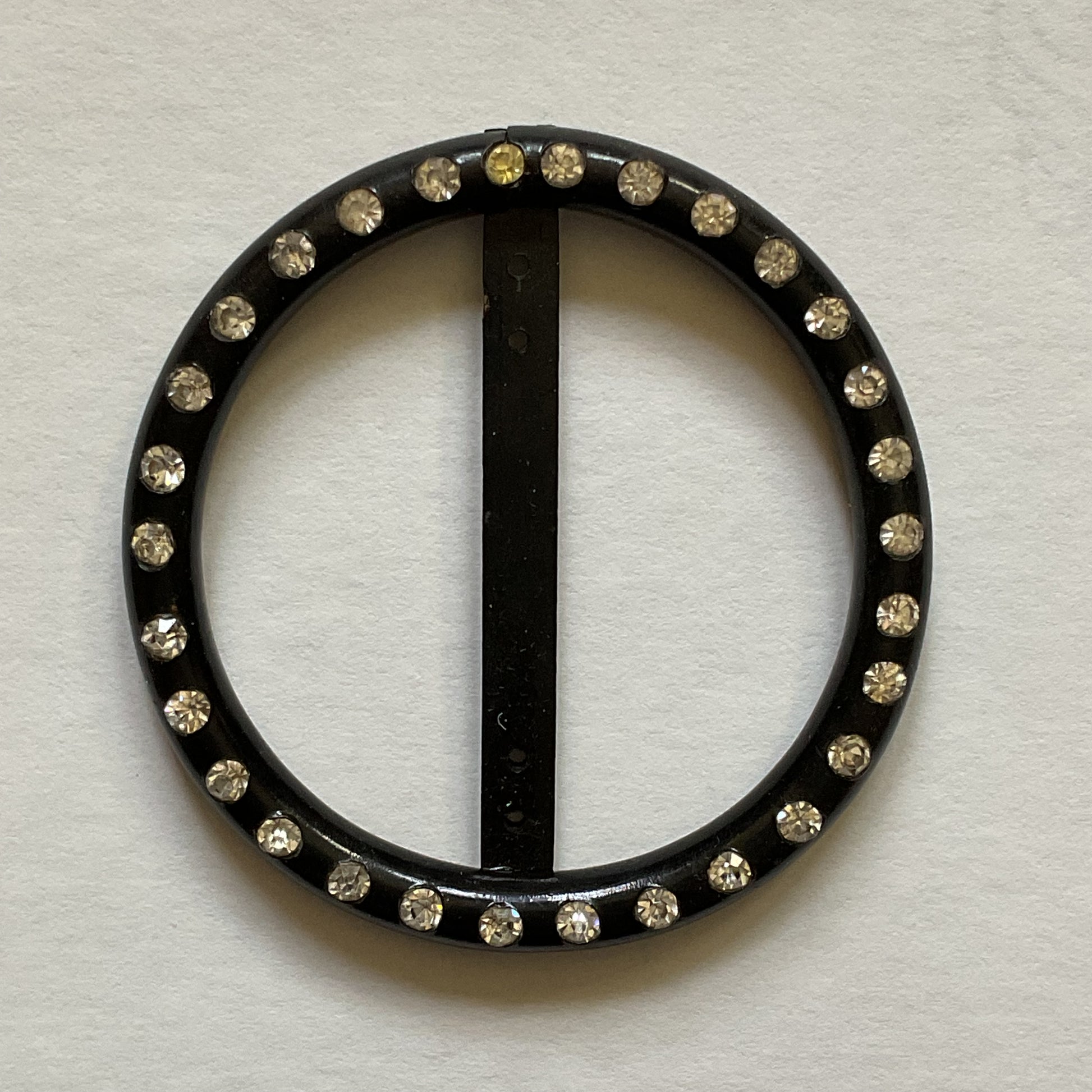Vintage Black Rhinestone Plastic Belt Buckle - Avid Vintage
