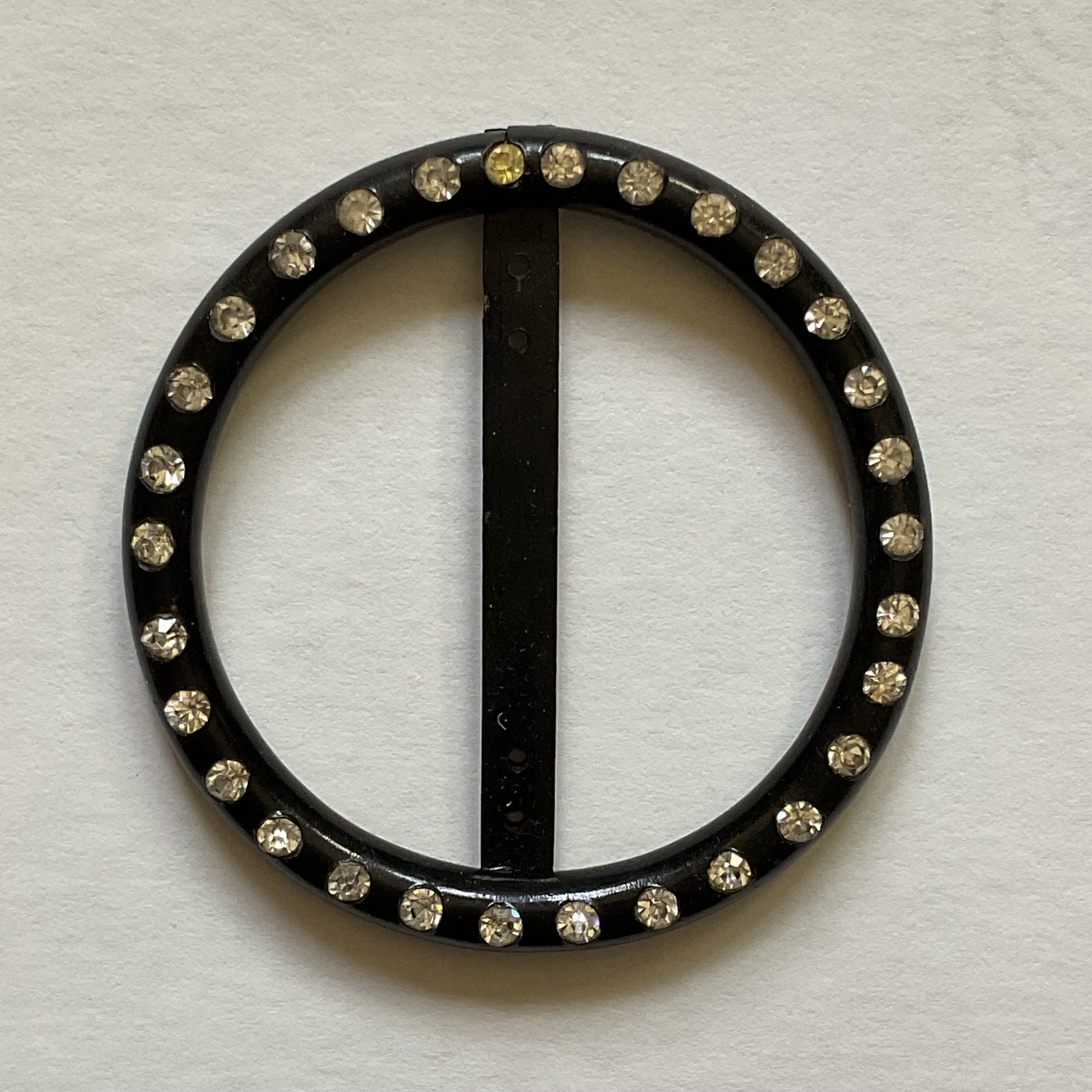Vintage Black Rhinestone Plastic Belt Buckle - Avid Vintage