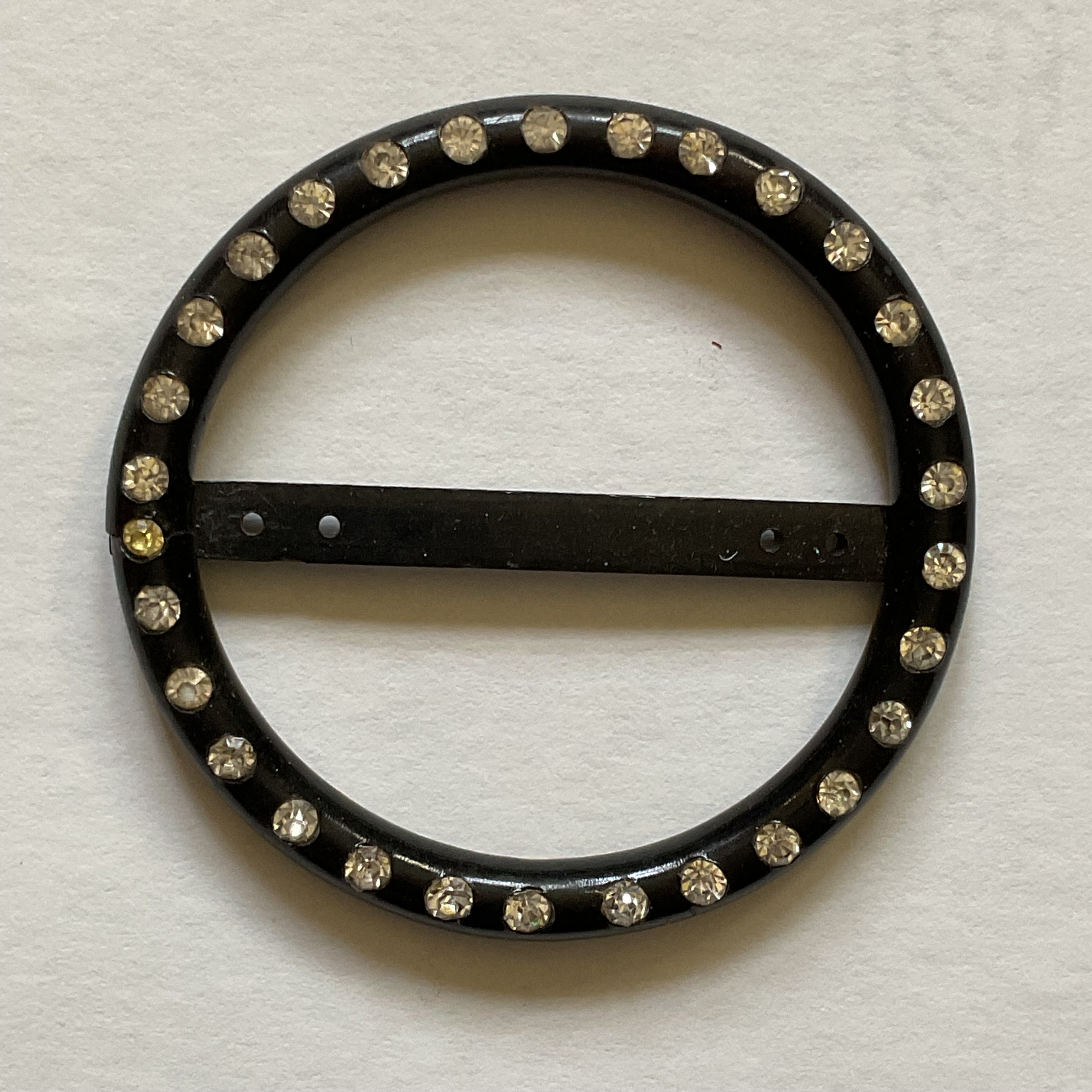 Vintage Black Rhinestone Plastic Belt Buckle - Avid Vintage