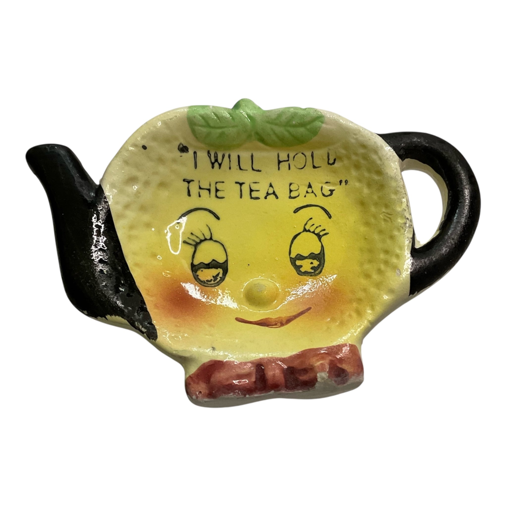 Vintage Tea Bag Holder Anthropomorphic Lemon Ceramic - Avid Vintage
