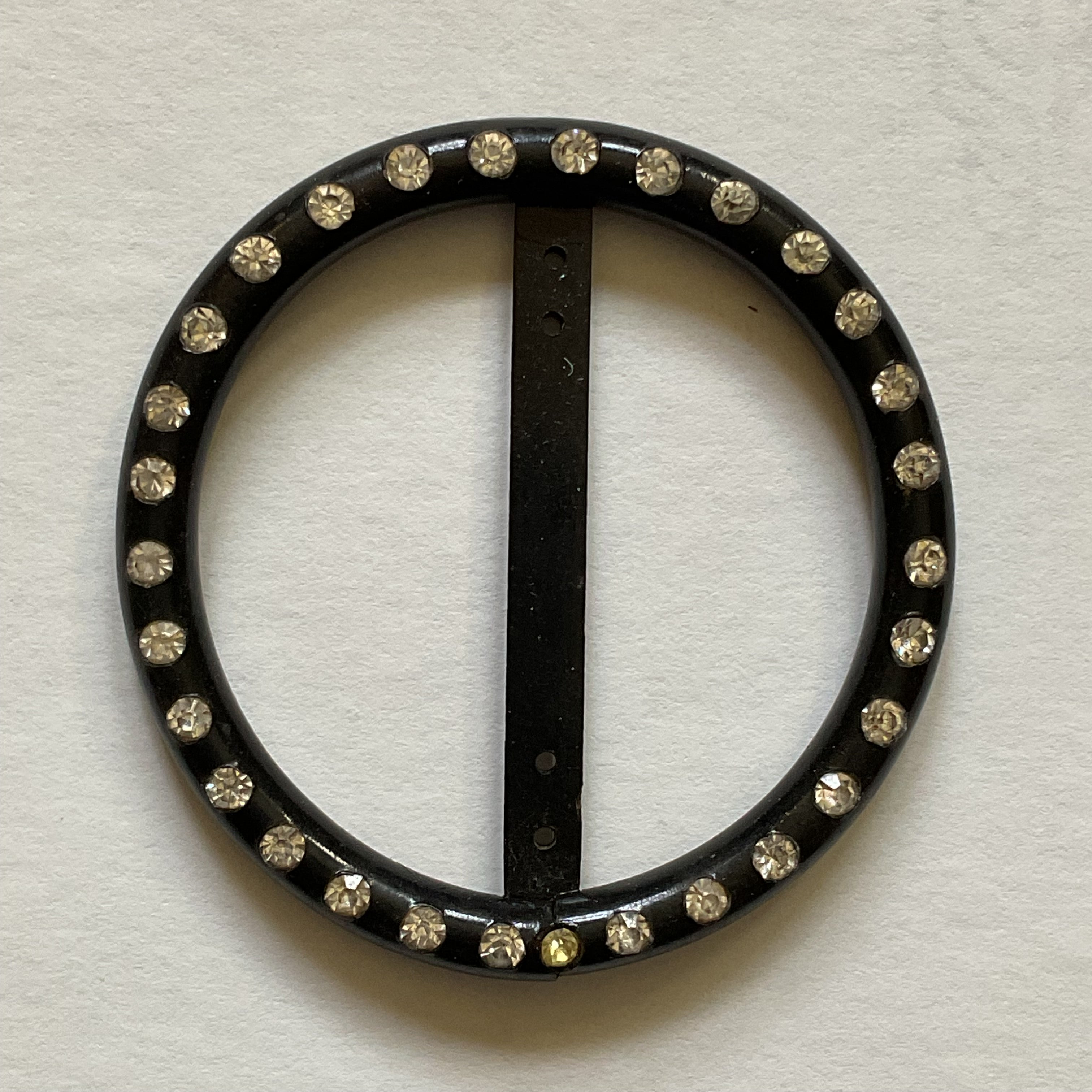 Vintage Black Rhinestone Plastic Belt Buckle - Avid Vintage