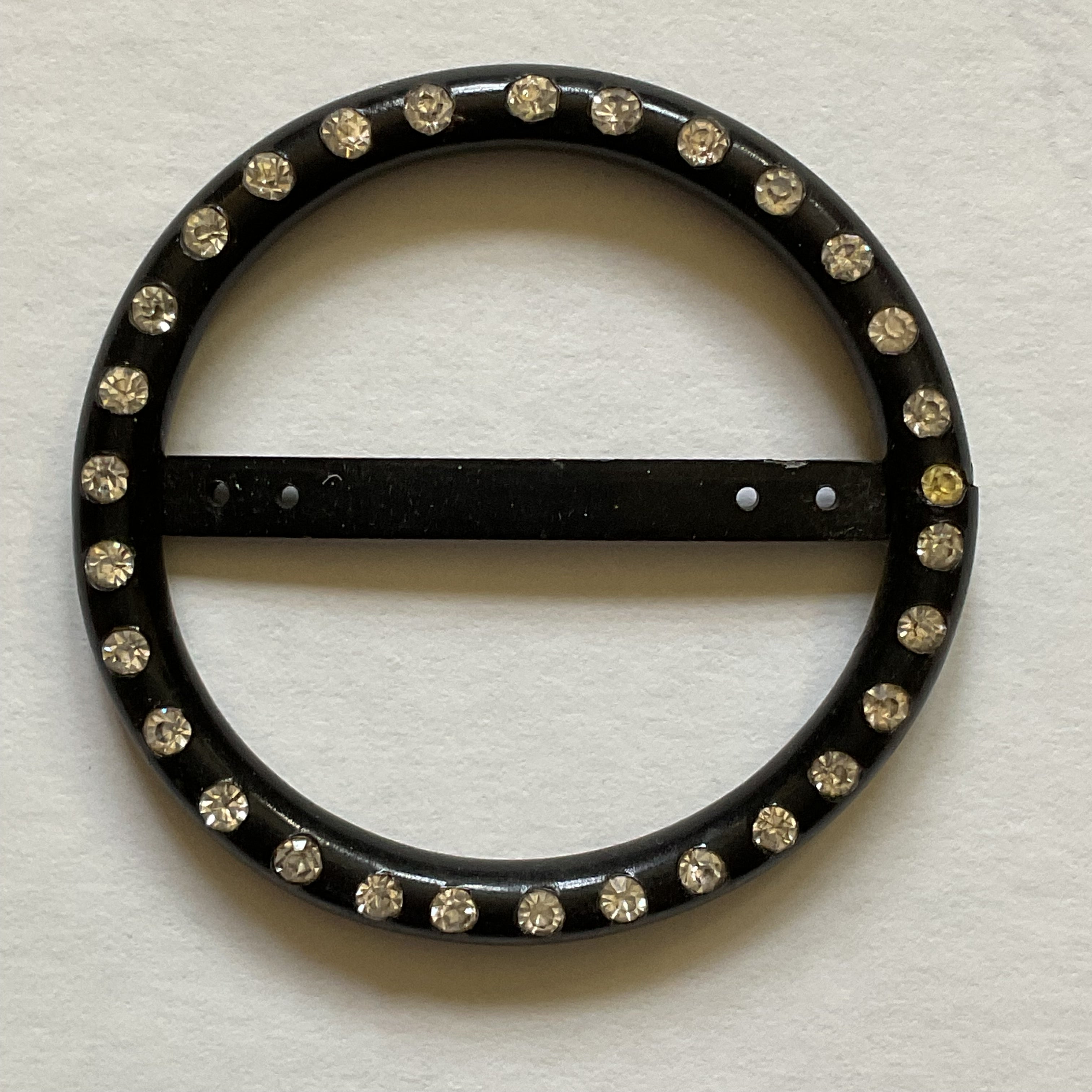 Vintage Black Rhinestone Plastic Belt Buckle - Avid Vintage