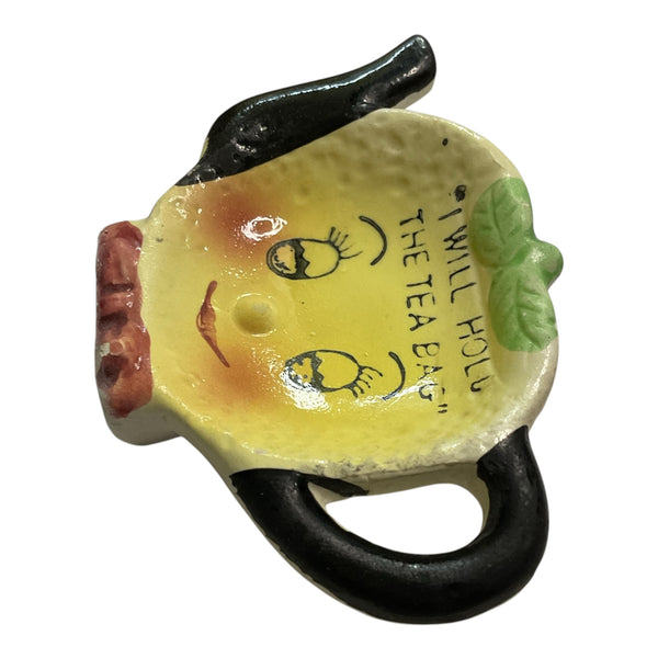Vintage Tea Bag Holder Anthropomorphic Lemon Ceramic