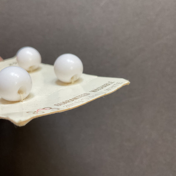 Vintage 83 La Petite 1/2 White Plastic Shank Buttons 4 on Button Card