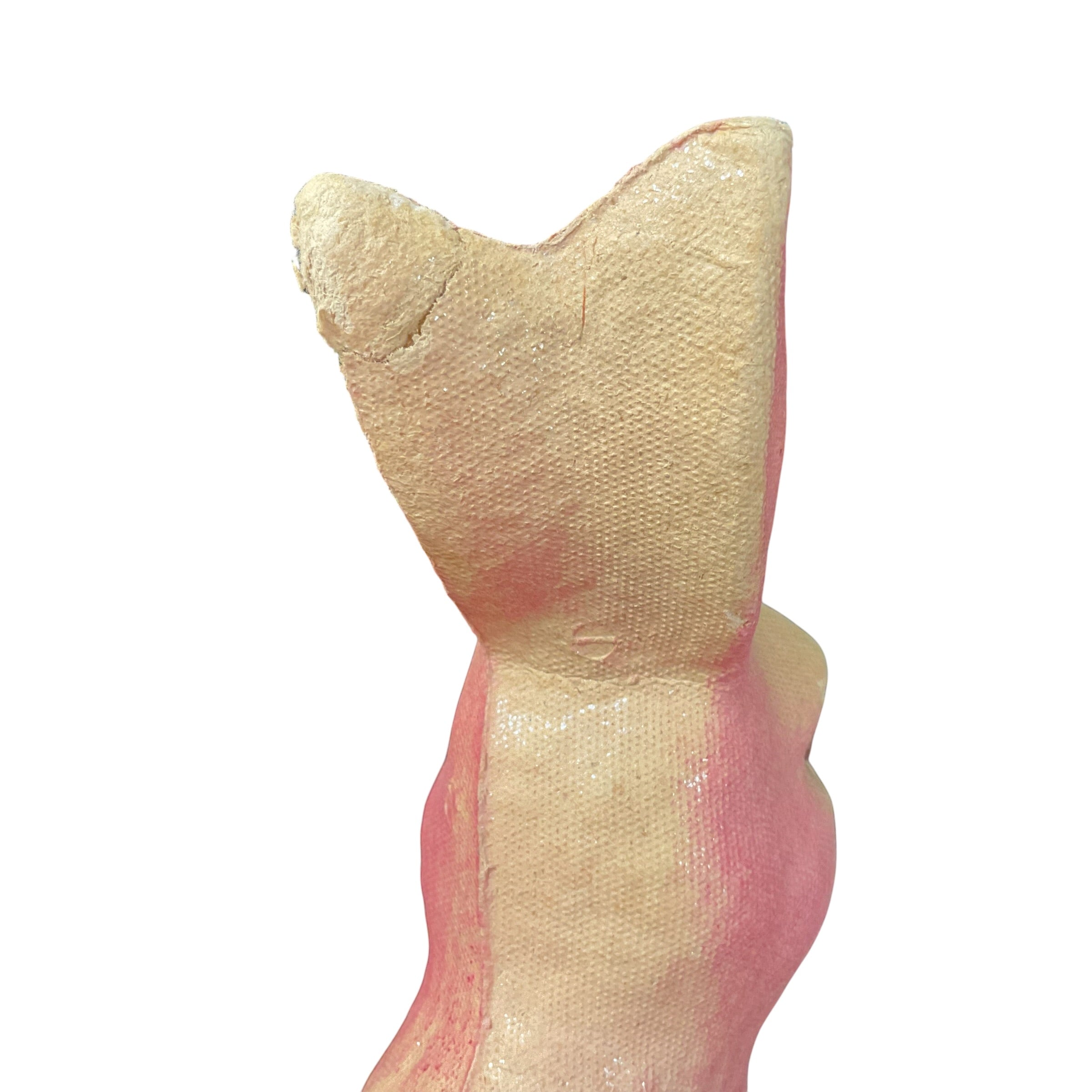 Vintage Easter Bunny Figurine Large Pink Paper Mache Drake Process