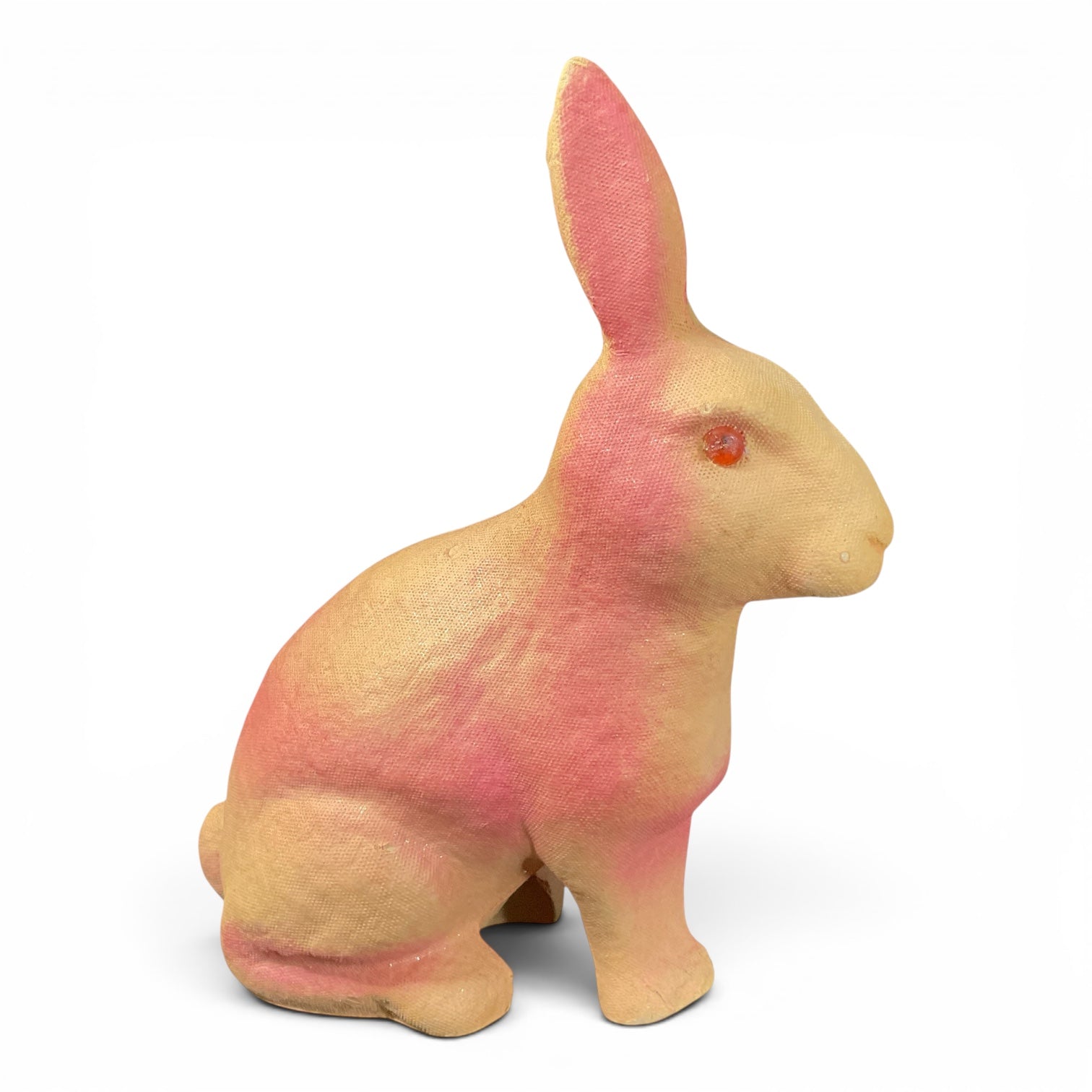 Vintage Easter Bunny Figurine Large Pink Paper Mache Drake Process